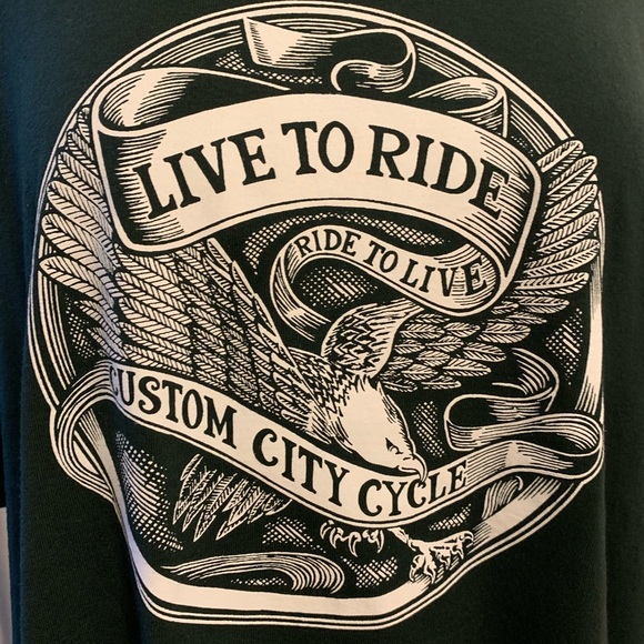 Motorcycle Live To Ride Green Tee - Picture 1 of 7